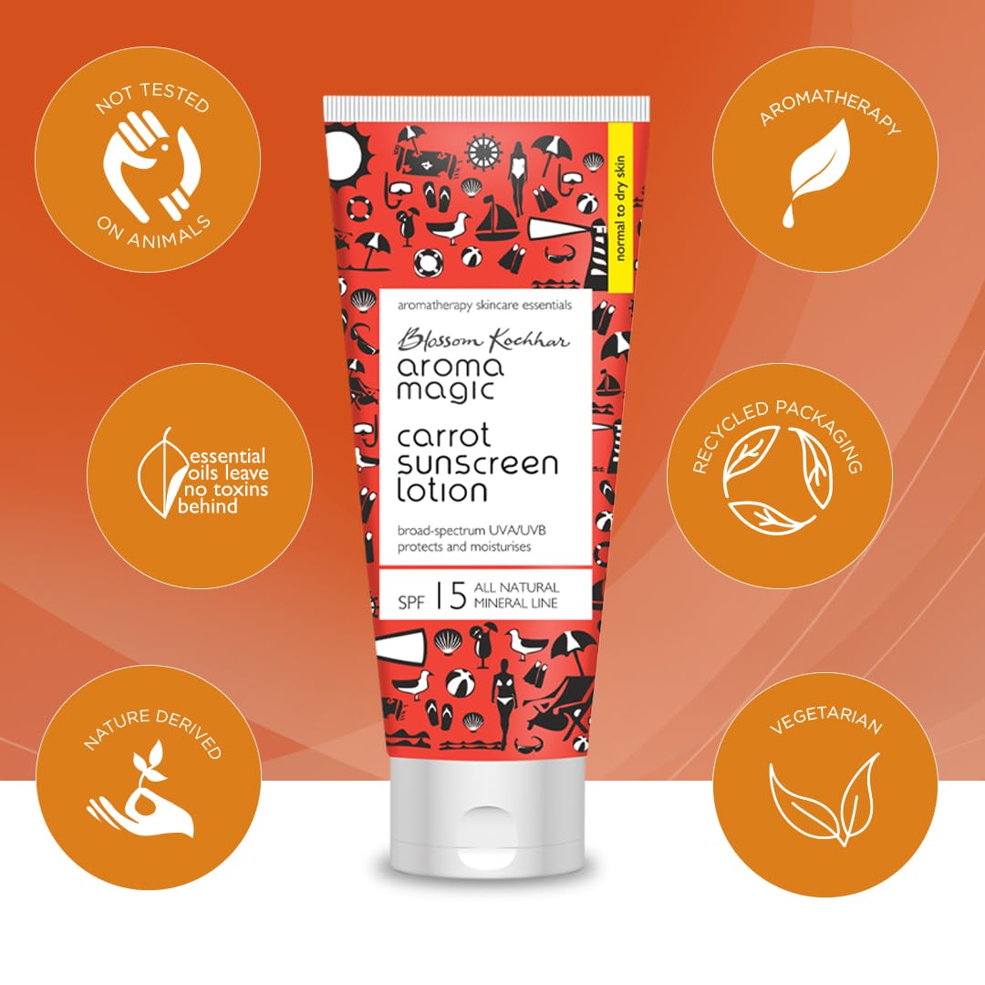 Aroma Magic Carrot Sunscreen Lotion SPF 15 – Deep Moisture & Mineral Sun Protection for Dry Skin